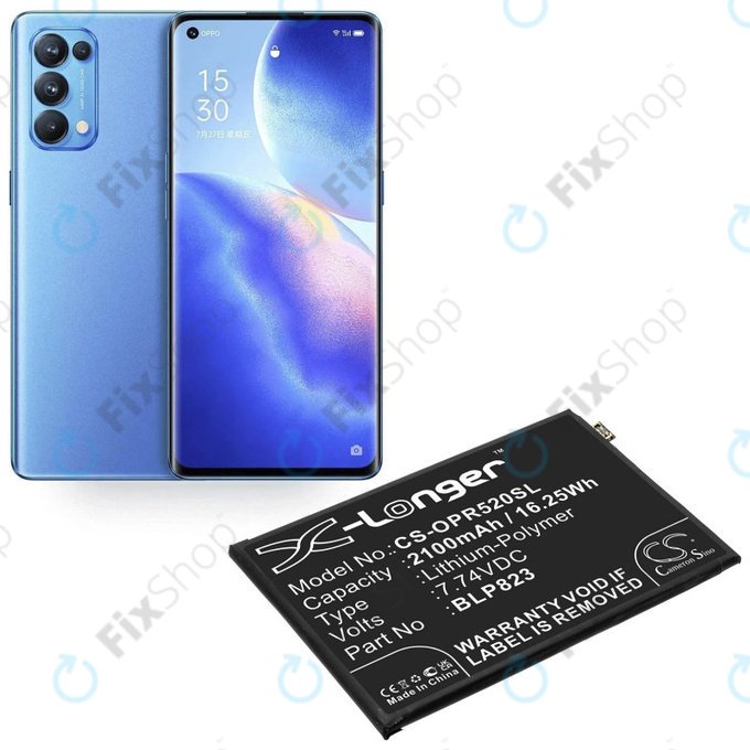 Батерия за Oppo Reno 5 Pro, 2100mAh, Li-Pol, 7.74 V, BLP823, HQ