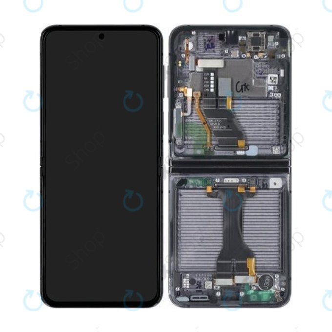 дисплей за Samsung Z Flip 5 F731B, Тъчскрийн и рамка, GH82-31827A, Graphite, Genuine Service Pack