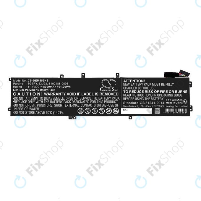 Батерия за Dell XPS 15, Dell Precision 9560, 9570, 8000mAh, Li-Pol, 11.4V, 6GTPY, HQ