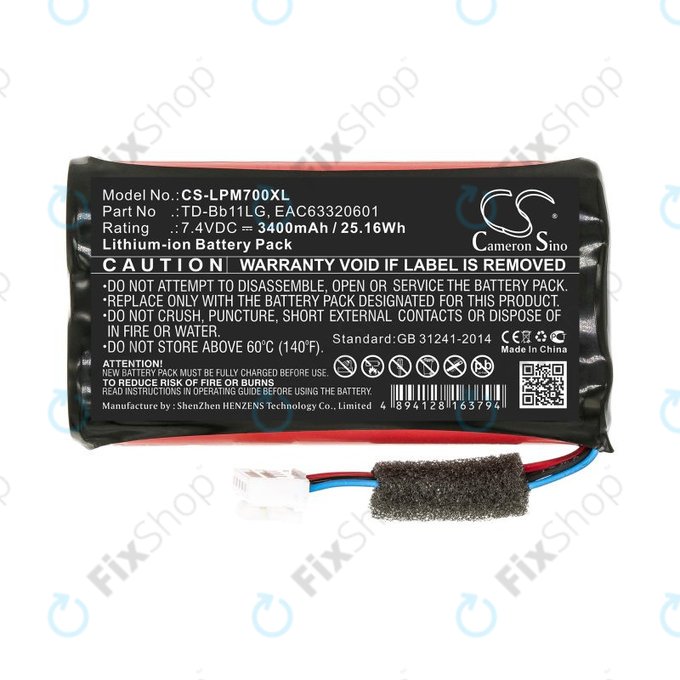 Батерия за LG Music Flow P7, Xboom Go PK7, 3400mAh, Li-Ion, 7.4V, TD-Bb11LG, HQ