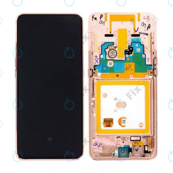 дисплей за Samsung A80 A805F, Тъчскрийн и рамка, GH82-20348C, GH82-20368C, GH82-20390C, Angel Gold, Genuine Service Pack
