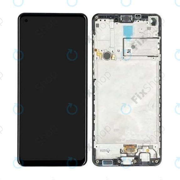 дисплей за Samsung A21s A217F, Тъчскрийн и рамка, GH82-22988A, GH82-23137A, GH82-24641A, GH82-24642A, GH82-23089A, черен, Black, Genuine Service Pack