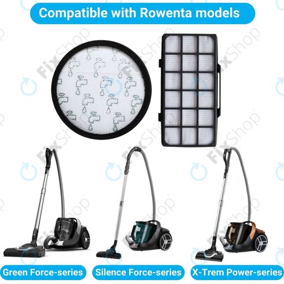 HEPA филтър + миещ се прахов филтър за Rowenta Silence Force, X-Trem Power (ZR006001)