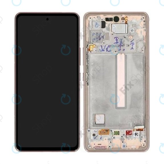 дисплей за Samsung A53 5G A536B, Тъчскрийн и рамка, GH82-28024D, GH82-28025D, Awesome Peach, Genuine Service Pack
