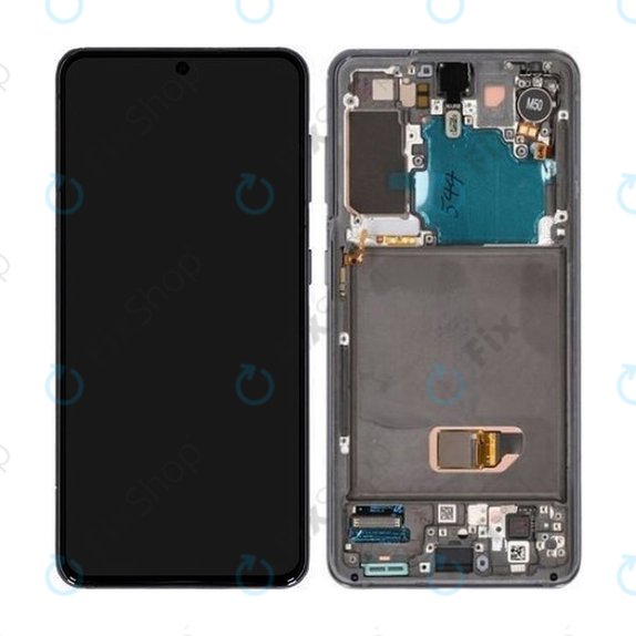 дисплей за Samsung S21 G991B, Тъчскрийн и рамка, GH82-24544A, GH82-24545A, GH82-27255A, Phantom Grey, Genuine Service Pack