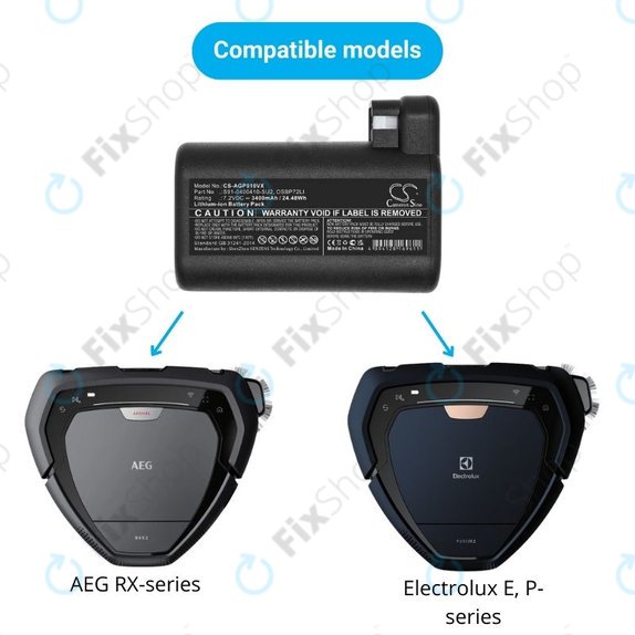 Батерия за AEG RX-series, Electrolux E, P-series, S91-0400410-SU2, OSBP72LI, OSBP72LI25, Li-Ion 7.2V 3400mAh, HQ