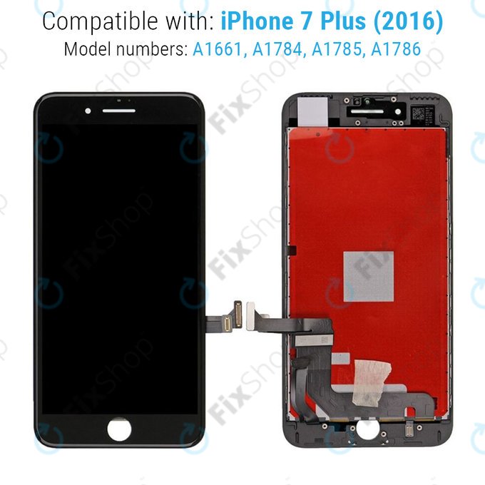 Дисплей за iPhone 7 Plus, Black, Тъчскрийн с рамка, Refurbished