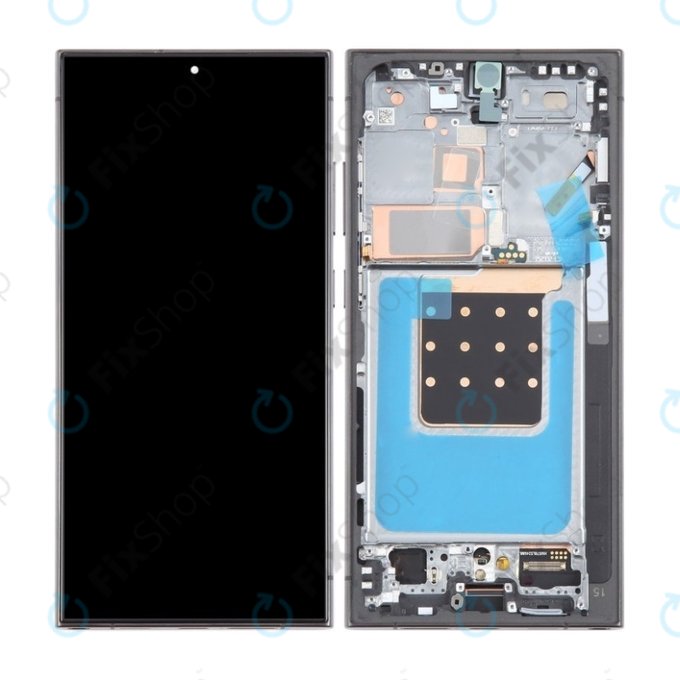 дисплей за Samsung S24 Ultra S928B, Тъчскрийн и рамка, Titanium Black, TFT