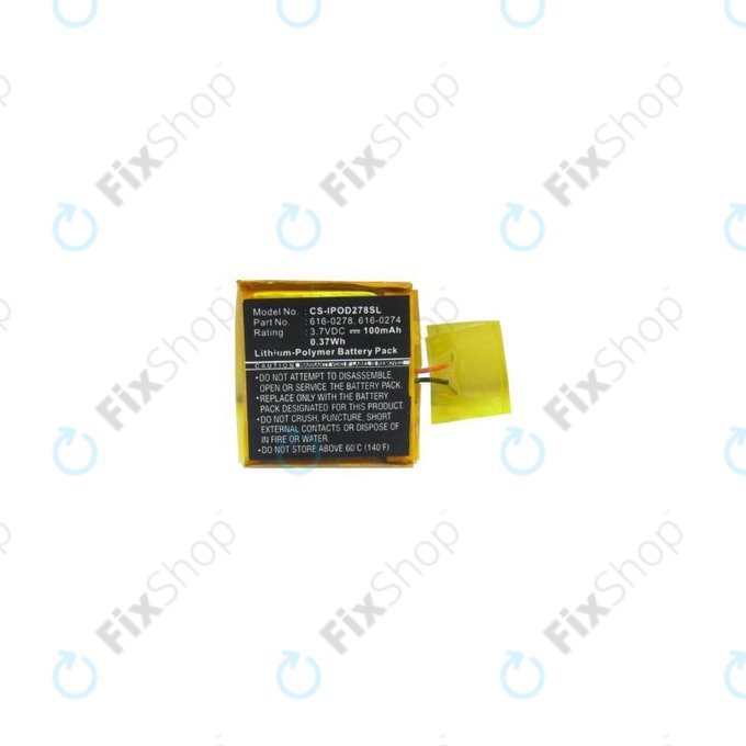 Батерия за Apple iPod Shuffle (2nd Gen, 3rd Gen), 616-0274, 100mAh, HQ