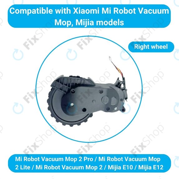 Колело с мотор дясно за Xiaomi Mijia E10, E12, Mi Robot Vacuum Mop 2 Lite, 2 Pro, Black, Черен
