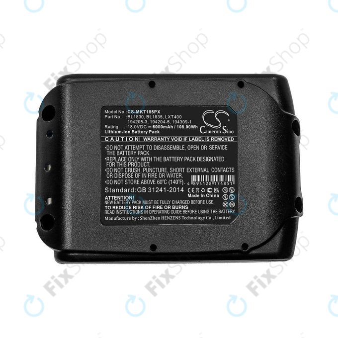 Батерия за Makita 18V, 6000mAh, Li-Ion, 18.0V, BL1830, BL1835, LXT400,194205-3, 194204-5, 194309-1, HQ