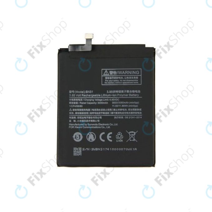 Батерия за Xiaomi Redmi Note 5A, Mi A1 (5x), Redmi S2 (Redmi Y2), BN31, 3080mAh