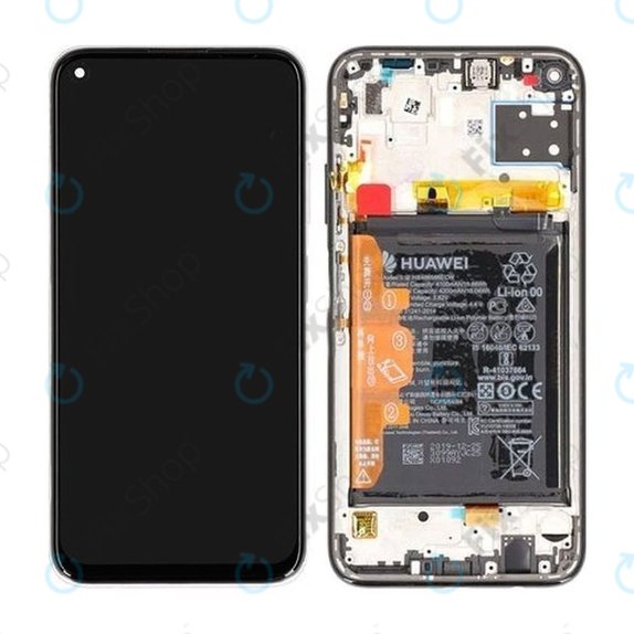 дисплей за Huawei P40 lite, Тъчскрийн и рамка с батерия, 02353KFV, Breathing Crystal, Genuine Service Pack