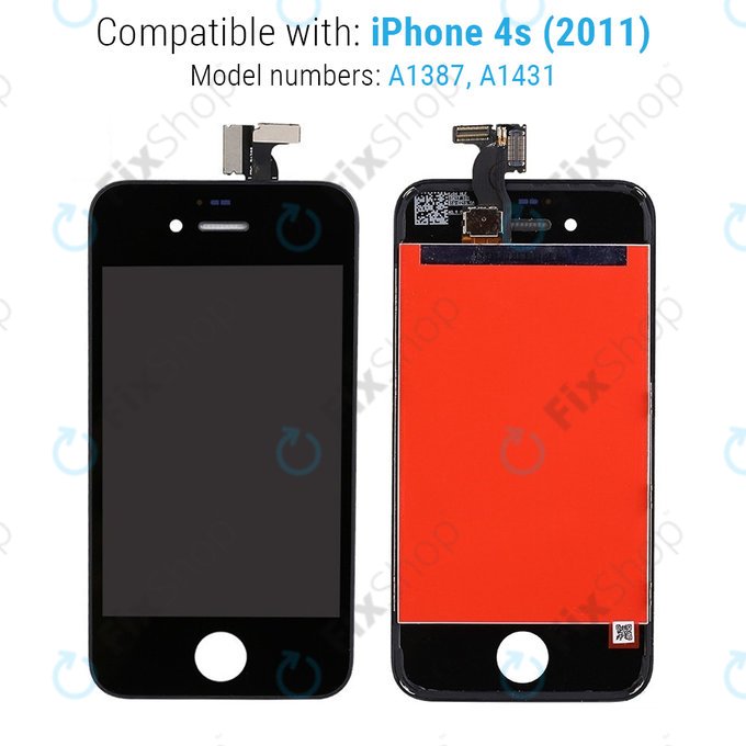 Дисплей за iPhone 4S, Black, Тъчскрийн с рамка