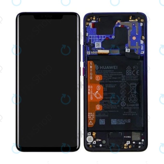 дисплей за Huawei Mate 20 Pro, Тъчскрийн и рамка с батерия, 02352GGC, Twilight, Genuine Service Pack