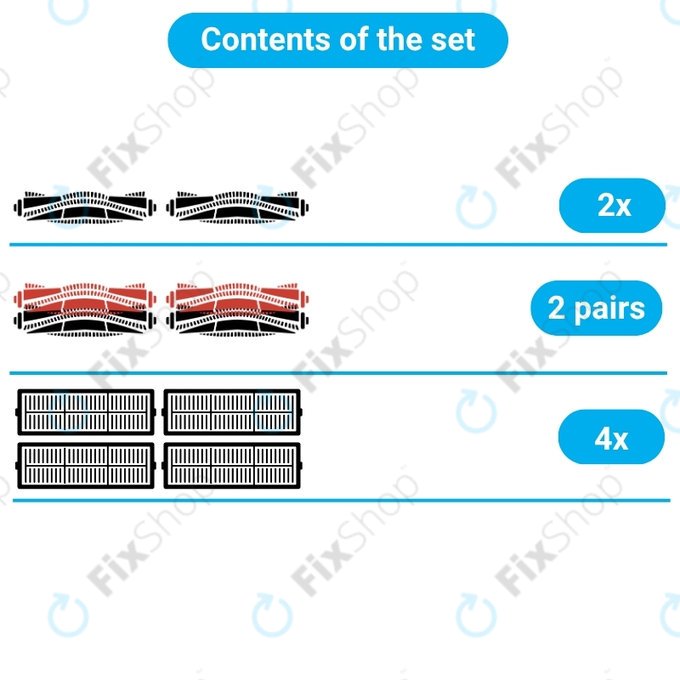 Комплект резервни части за Bissell Crosswave 17132, 2225N, 2582N, 3551N (2x въртяща се четка за килими, 2 чифта въртящи се четки за различни повърхности, 4x Филтър)