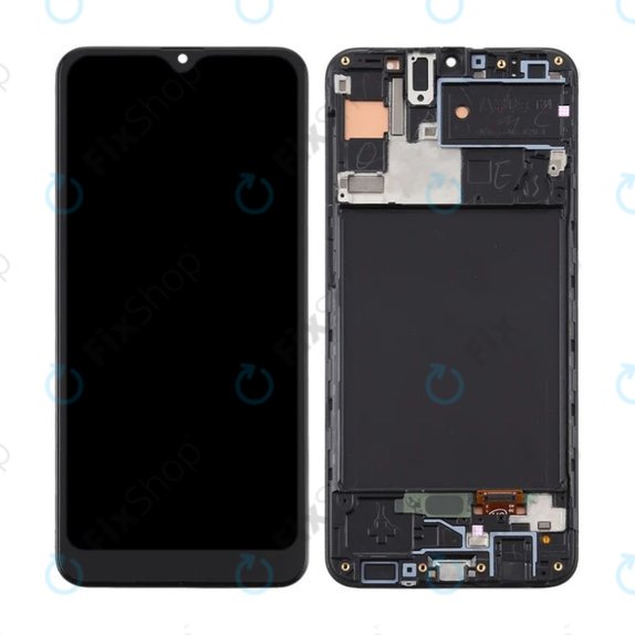 дисплей за Samsung A30s A307F, Тъчскрийн и рамка, Prism Crush Black, TFT