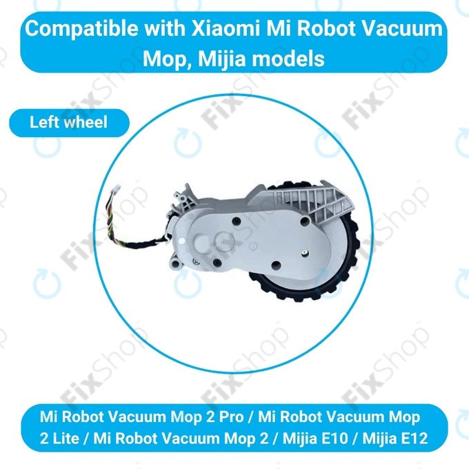 Колело с мотор ляво за Xiaomi Mijia E10, E12, Mi Robot Vacuum Mop 2 Lite, 2 Pro, White, Бял