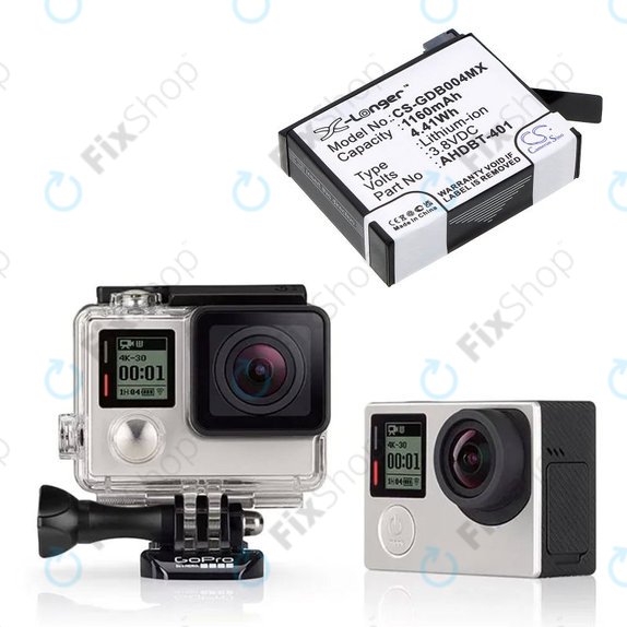 Батерия за GoPro Hero 4, 1160mAh, Li-Ion, 3.8V, AHDBT-401, HQ