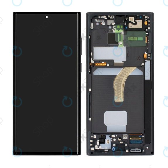 дисплей за Samsung S22 Ultra S908B, Тъчскрийн и рамка, GH82-27488A, GH82-27489A, Phantom Black, Genuine Service Pack