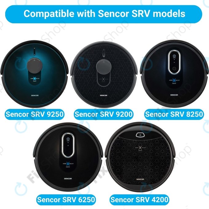 Комплект резервни части за Sencor SRV9250, 9200, 8250, 6250, 4200 (1x Основна четка, 2x Филтър, 2x Странична четка)