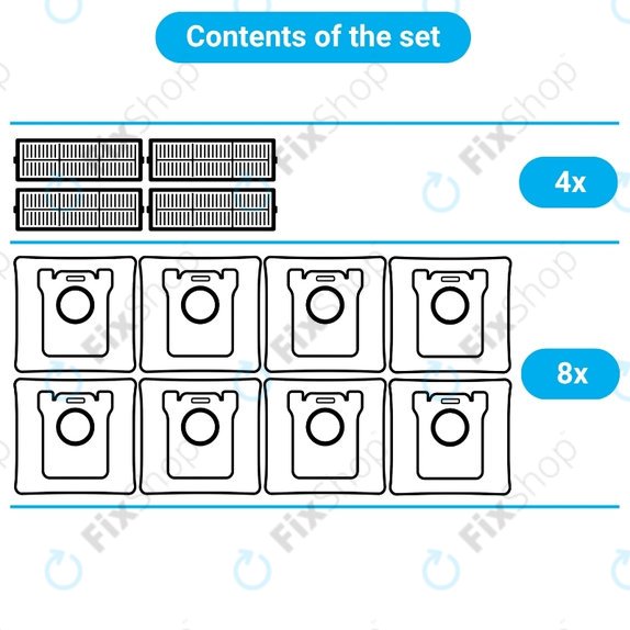 Комплект резервни части за BOSCH GAS 25 (4x Филтър, 8x Торба за прах)