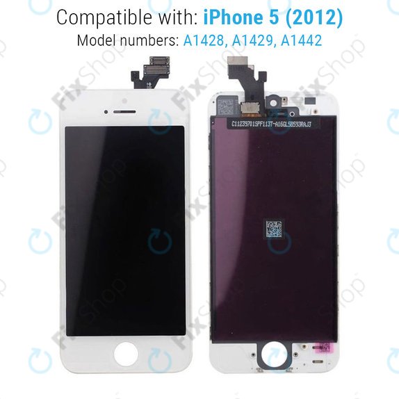 Дисплей за iPhone 5, White, Тъчскрийн с рамка