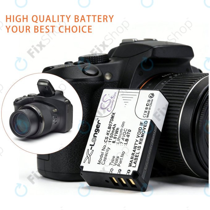 Батерия за Kodak PIXPRO S1, AZ651, AZ652, AZ901, 1150mAh, Li-Ion, 7.4V, LB-070, HQ