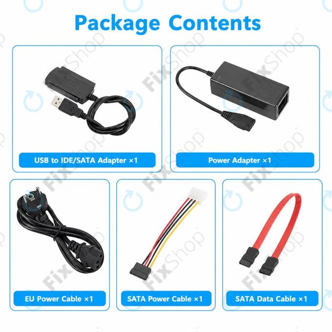 USB 2.0 към IDE / SATA адаптер за 2,5" и 3,5" HDD/SSD, с EU захранване