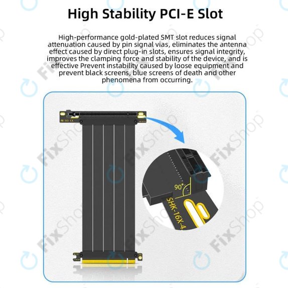 PCIe 4.0 x16 riser кабел за видеокарта, 20cm, черен