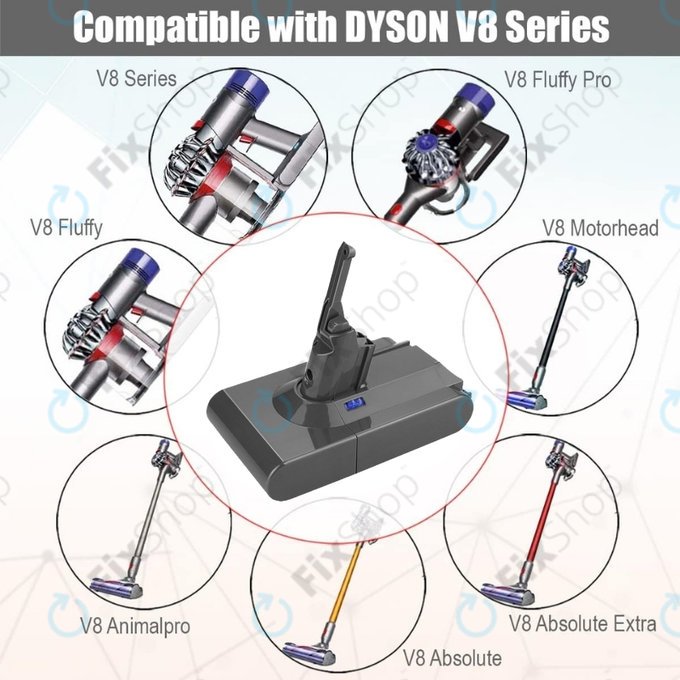 Батерия за Dyson V8, 215681, PM8-US-HFB1497A, Li-Ion 21.6V 3000mAh