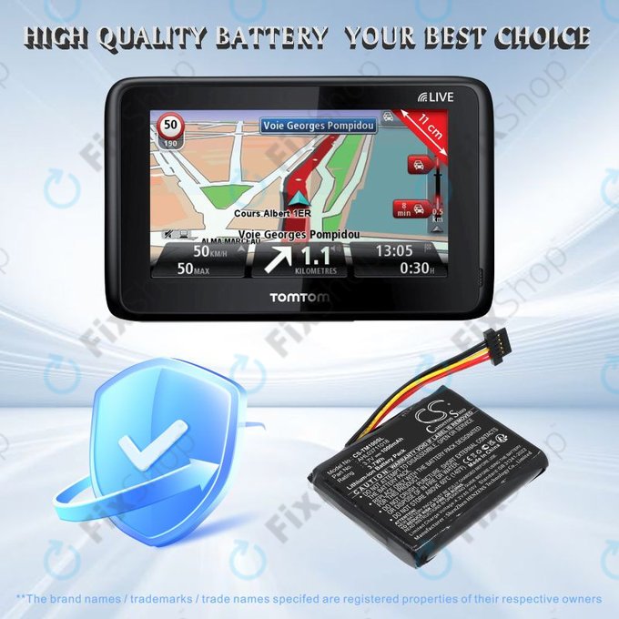 Батерия за TomTom GO 1000 Live, 1005, 2050, 1000mAh, Li-Ion, 3.7V, AHL03711018, HQ