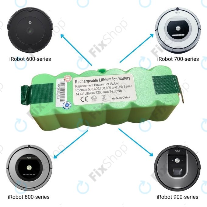 Батерия за iRobot Roomba 600, 700, 800, 900-series, 2130LI, 4502233, 4374392, Li-Ion 14.4V 5200mAh