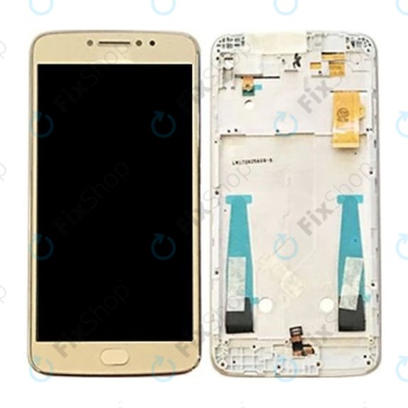 дисплей за Motorola Moto E4 Plus XT1771, Тъчскрийн и рамка, златен, Gold, TFT