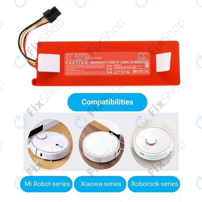 Батерия за Xiaomi Roborock E-series, Q-series, S-series, BRR-2P4S-5200, Li-Ion 14.4V, 5200mAh, HQ