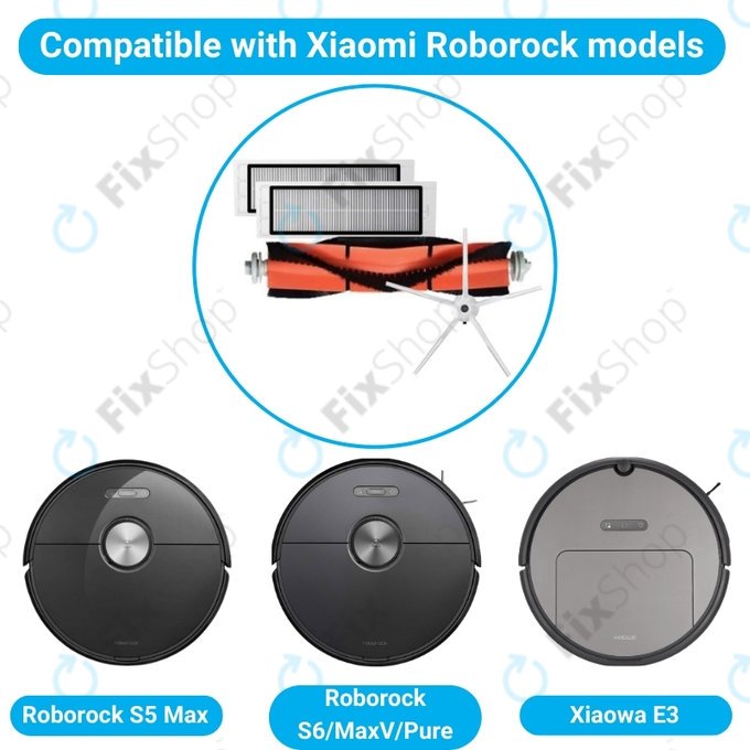 Стандартен комплект за Xiaomi Roborock S5 Max, S6, S6 MaxV, S6 Pure, Xiaowa E3, бял, White