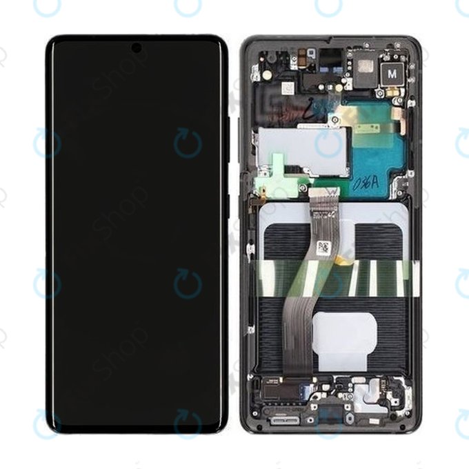 дисплей за Samsung S21 Ultra G998B, Тъчскрийн и рамка, GH82-26035A, GH82-26036A, Phantom Black, Genuine Service Pack