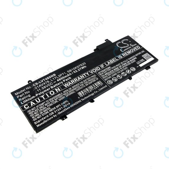 Батерия за Lenovo ThinkPad T480S, 4600mAh, Li-Pol, 11.58V, 01AV478, HQ