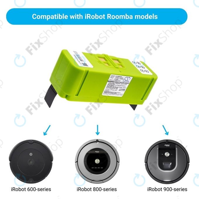 Батерия за iRobot Roomba 600, 800, 900-series, 4502233, 4374392, 2130LI, Li-Ion 14.4V 4000mAh, HQ