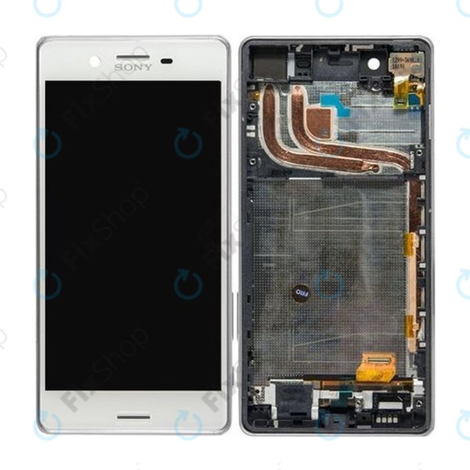 дисплей за Sony Xperia X Performance F8131, F8132, Тъчскрийн и рамка, бял, White, 1302-3675, Genuine Service Pack