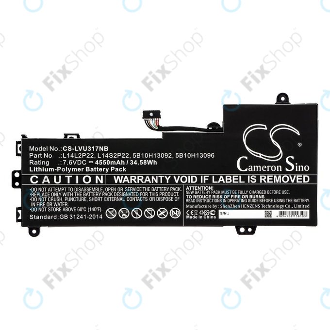 Батерия за Lenovo E31-80, Ideapad 510s-13, 4550mAh, Li-Pol, 7.6V, 5B10H13092, HQ