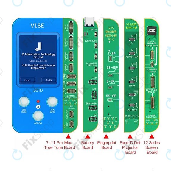 JC V1SE програмист с LCD, батерия, пръстов отпечатък, Face ID и платки от серия 12 (iPhone 7 - 12 Pro Max)