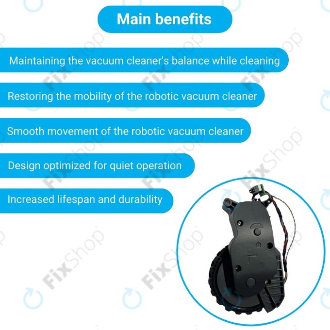 Колело с мотор за Xiaomi Roborock S5 Max, S6 Pure, S7, ляв, Left, черен, Black