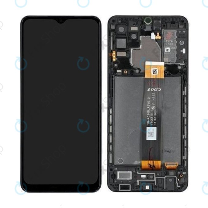 дисплей за Samsung A32 5G A326B, Тъчскрийн и рамка, GH82-25121A, GH82-25122A, Awesome Black, Genuine Service Pack