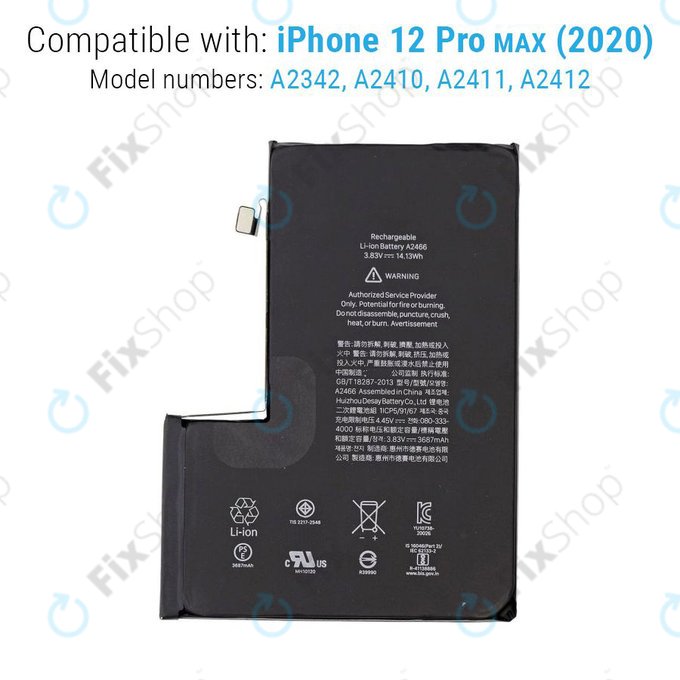 Батерия за iPhone 12 Pro Max, 3687mAh, A2466, Service Pack