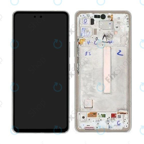 дисплей за Samsung A53 5G A536B, Тъчскрийн и рамка, GH82-28024B, GH82-28025B, Awesome White, Genuine Service Pack