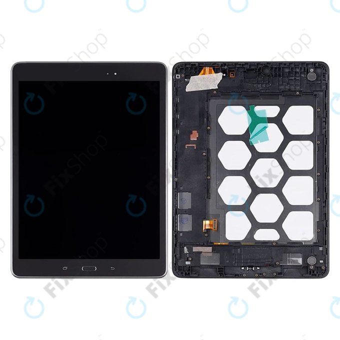 LCD дисплей за Samsung Tab A 9.7 T555, Тъчскрийн и рамка, черен, Black, TFT