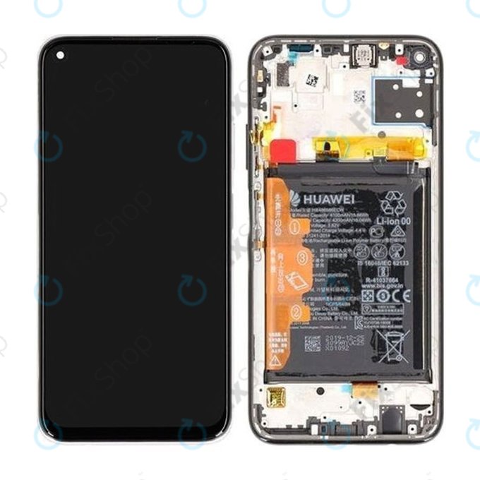 дисплей за Huawei P40 lite, Тъчскрийн и рамка с батерия, 02353KFV, Breathing Crystal, Genuine Service Pack
