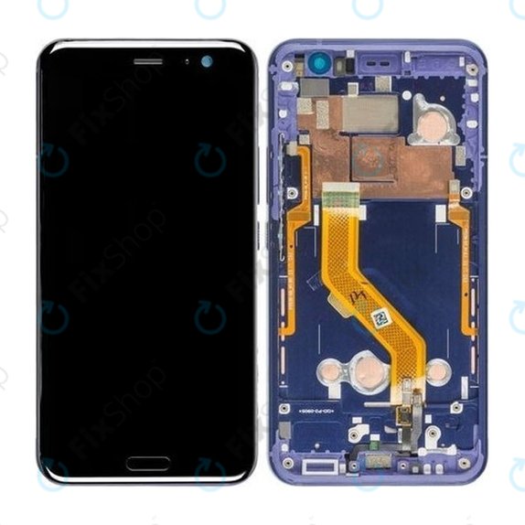 дисплей за HTC U11, Тъчскрийн и рамка, син, Blue, TFT