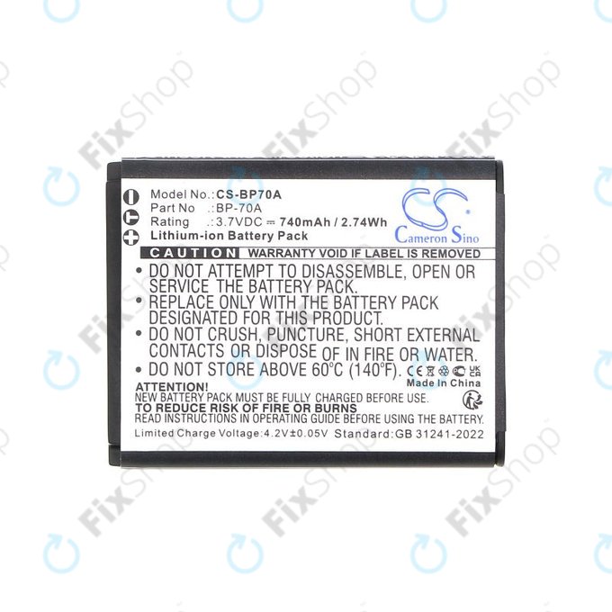 Батерия за Samsung ES, ST, 740mAh, Li-Ion, 3.7V, BP-70A, HQ